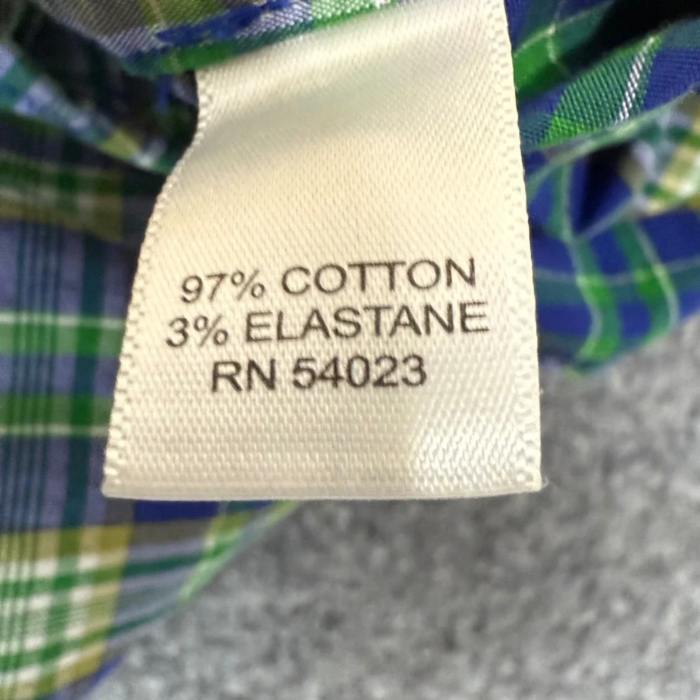Banana Republic Plaid‎ Shirt Short Sleeve Button Up Green Blue Mens Large (M)